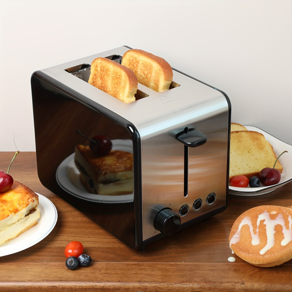 Comprar Tostadora rápida automática para hacer pan con ranura ancha para  desayuno, 2 rebanadas antiadherentes para el hogar