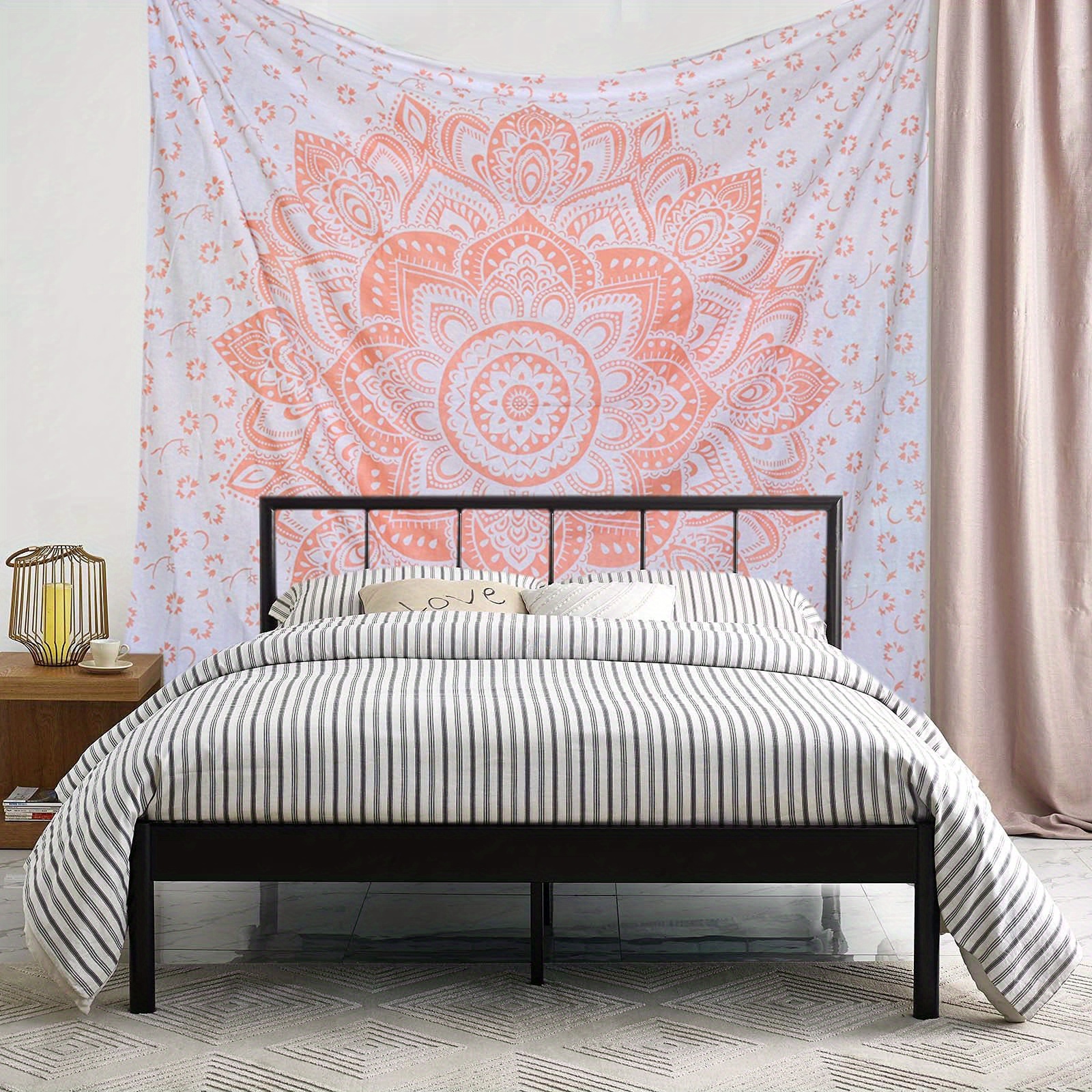 Wall Tapestry for Bedroom Aesthetic Tapestry Hippie Boho Tapestry Indie  Tapestry Bohemian Mandala Tapestry Trippy Large Tapestry Wall Hanging -  Black