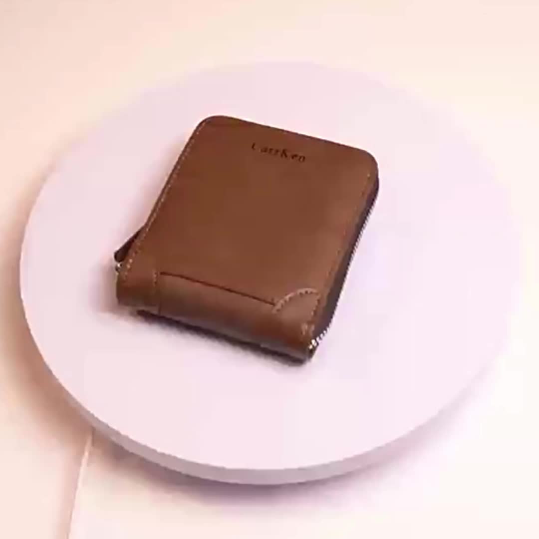 Men's Leather Wallet Zipper Small card Zipper Bag