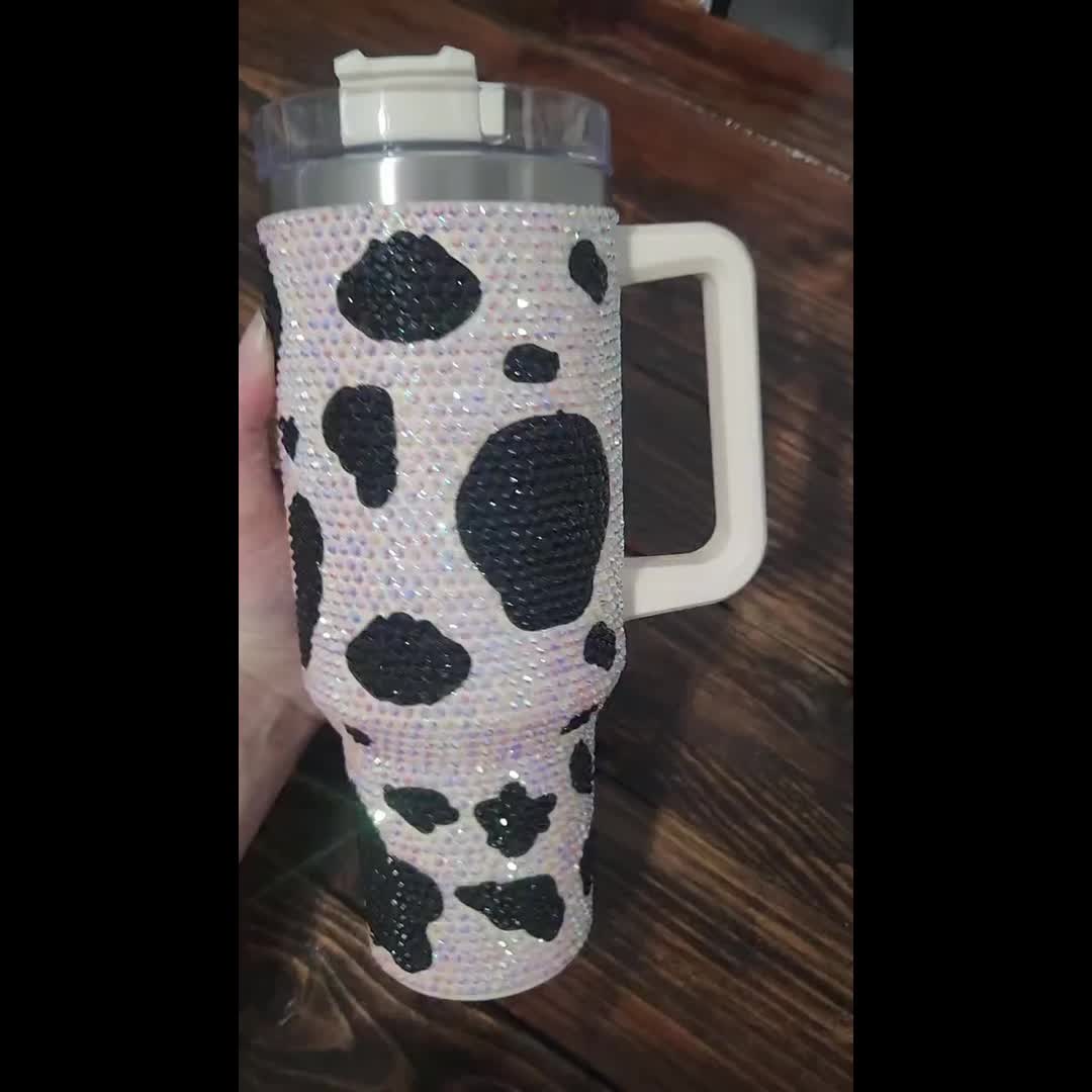 40oz Cow Print Stainless Steel Tumbler with Lid, Straw, and Handle -  Perfect for,  in 2023