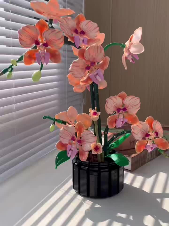 Home Desktop Ornament, Champagne Orchid Puzzle Blocks