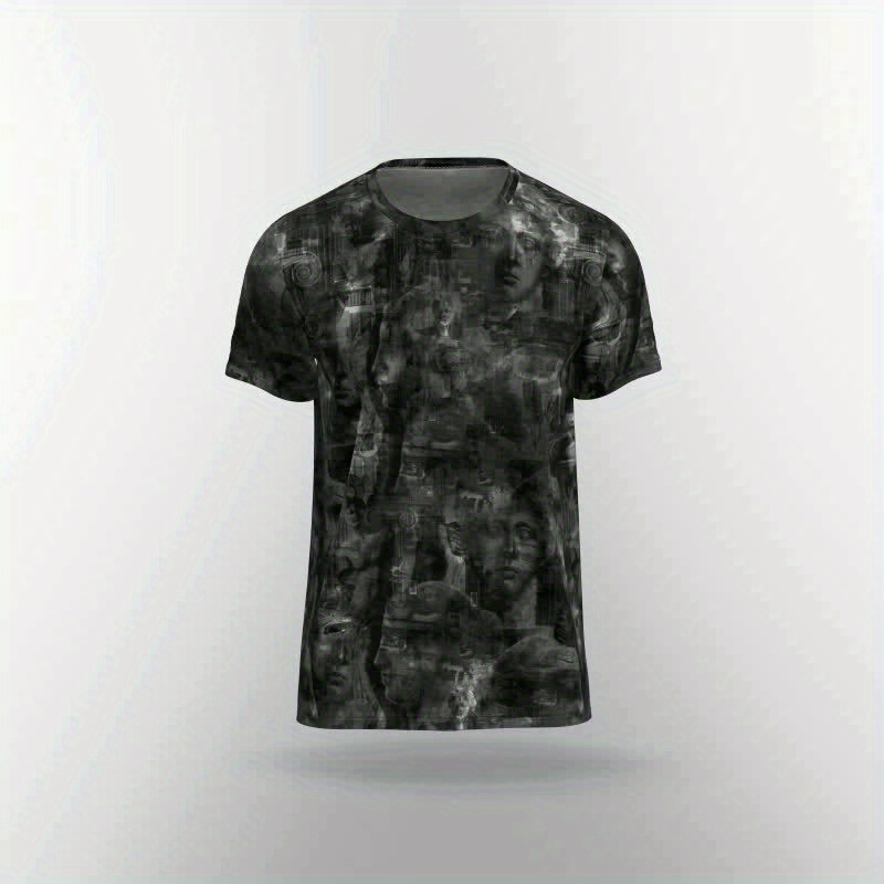 Men's Short Sleeve Trendy Statue Pattern Crew Neck T shirts - Temu