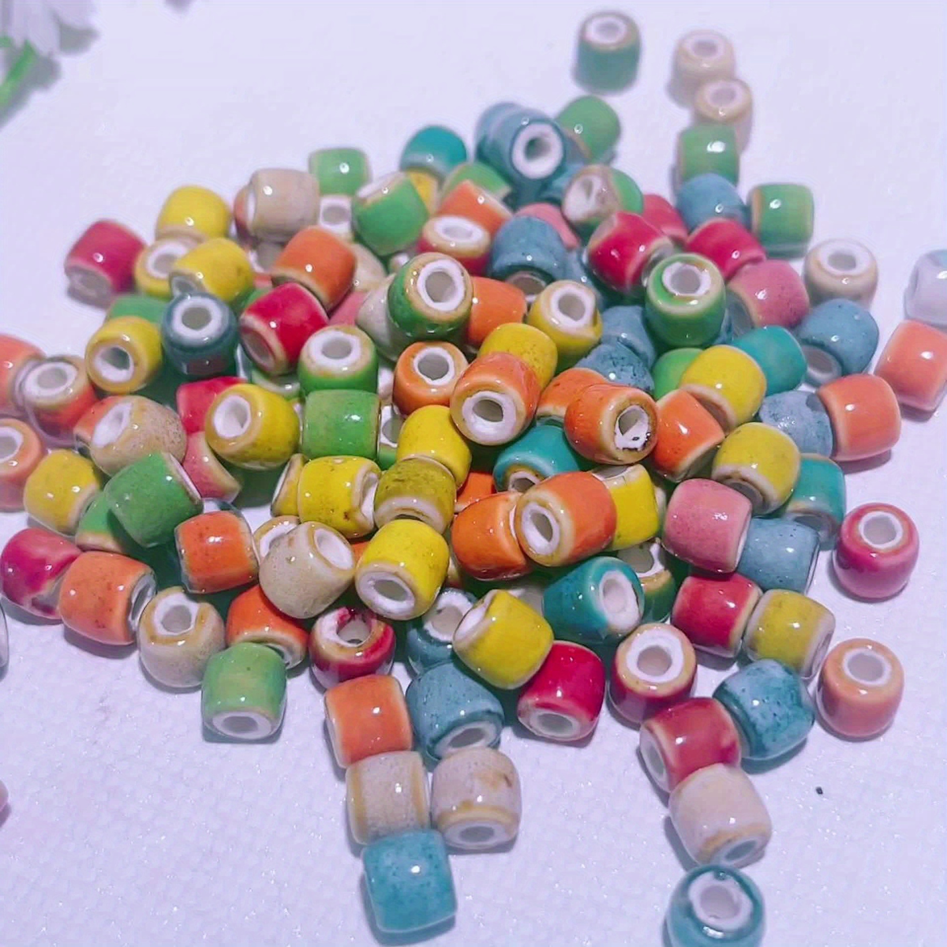 50pcs Colorful Mixed Cylindrical Ceramic Beads for Crafts