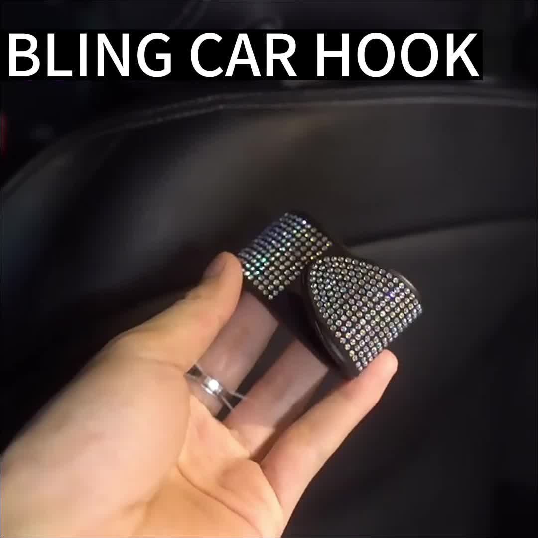 Bling Rhinestone Car Back Seat Headrest Hooks Car Purse Bag - Temu