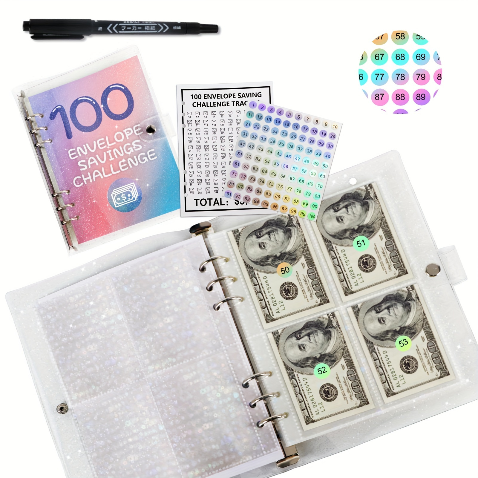 Kit de desafío de ahorro de dinero de 100 sobres, ahorra 5050 dólares en  100 días sobres y organizador con caja de bricolaje, Tiktok ahorro de  dinero