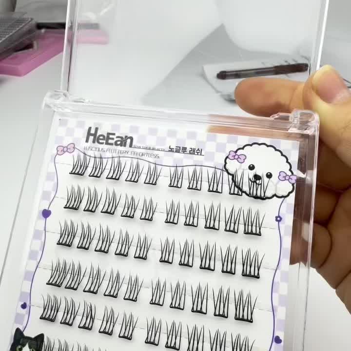 Glueless Uplifted Individual Lash Clusters, Pre-Glued Thin Stem