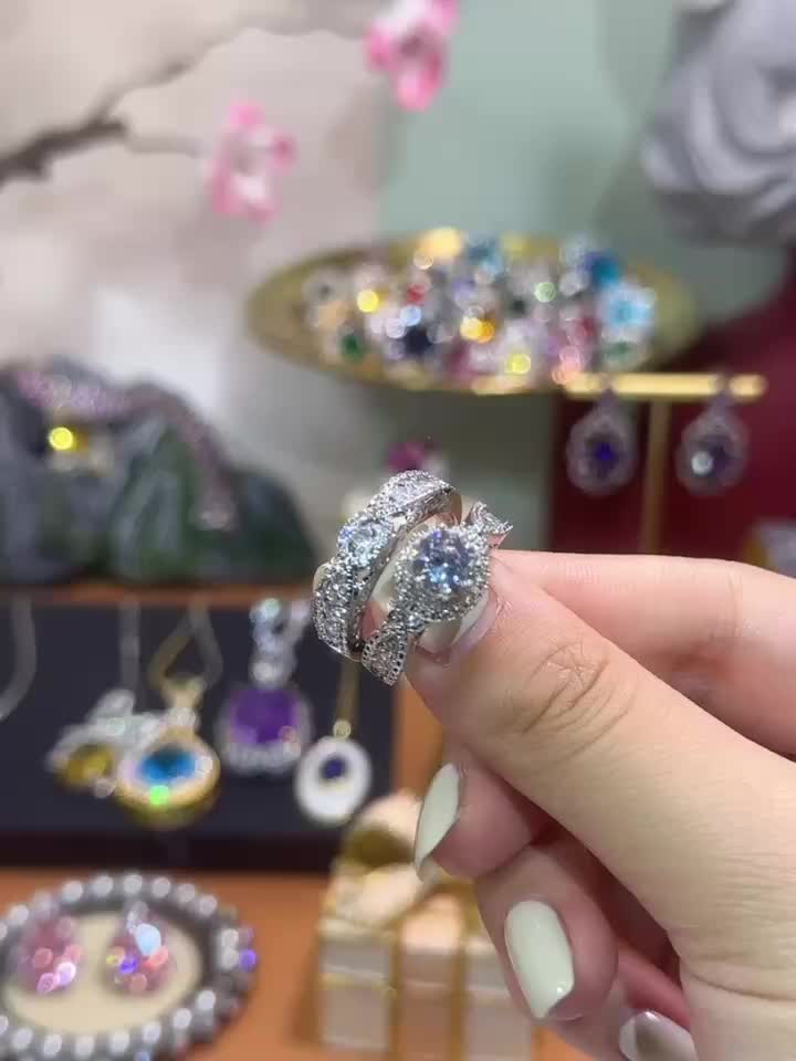 Crystal Female Big Zircon Stone Ring Set Fashion Bridal Wedding Rings For  Women Promise Love Engagement Ring