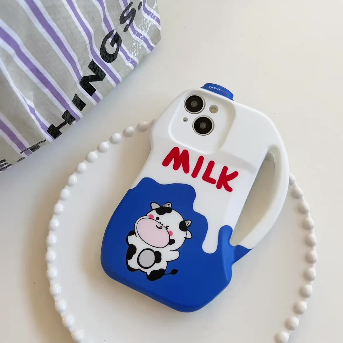 Cute Cartoon Pure Milk Water Bottle Phone Case Suitable Temu