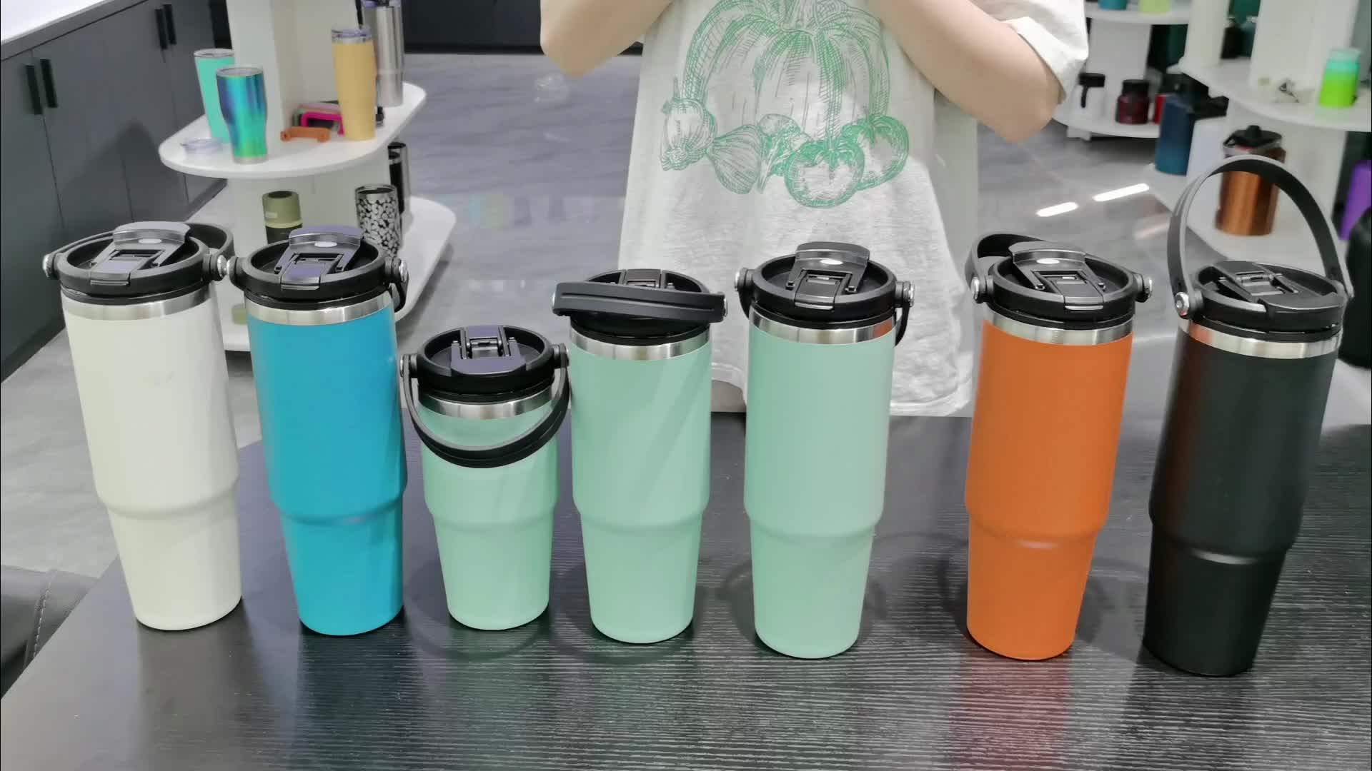 Watersy Powder Coat Sport Water Bottles, Tumbler With Handle And 2-in-1 Lid  And Straw, Stainless Steel Insulated Tumblers, Travel Mug For Hot And Cold  Beverages, Thermal Travel Coffee Mug - Temu