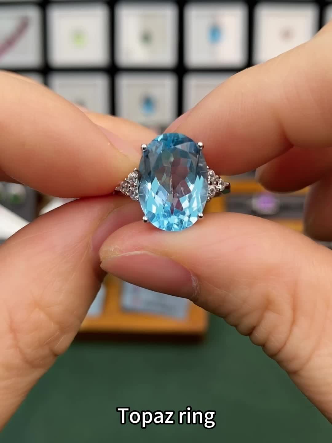 Women's Natural Topaz Adjustable 925 Sterling Silver Ring
