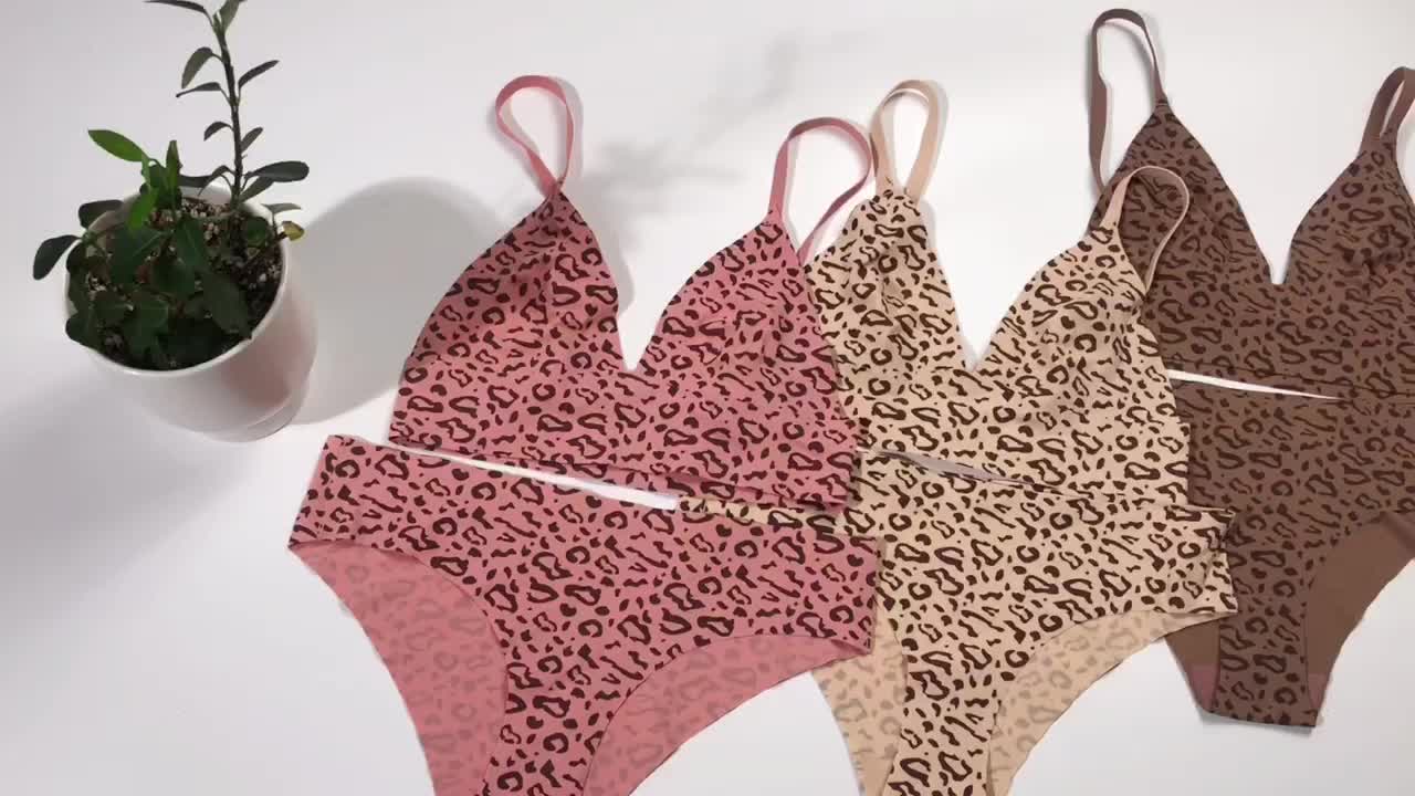  Tomkot Women Tiger Print Bikini Bra Panty Lingerie Set