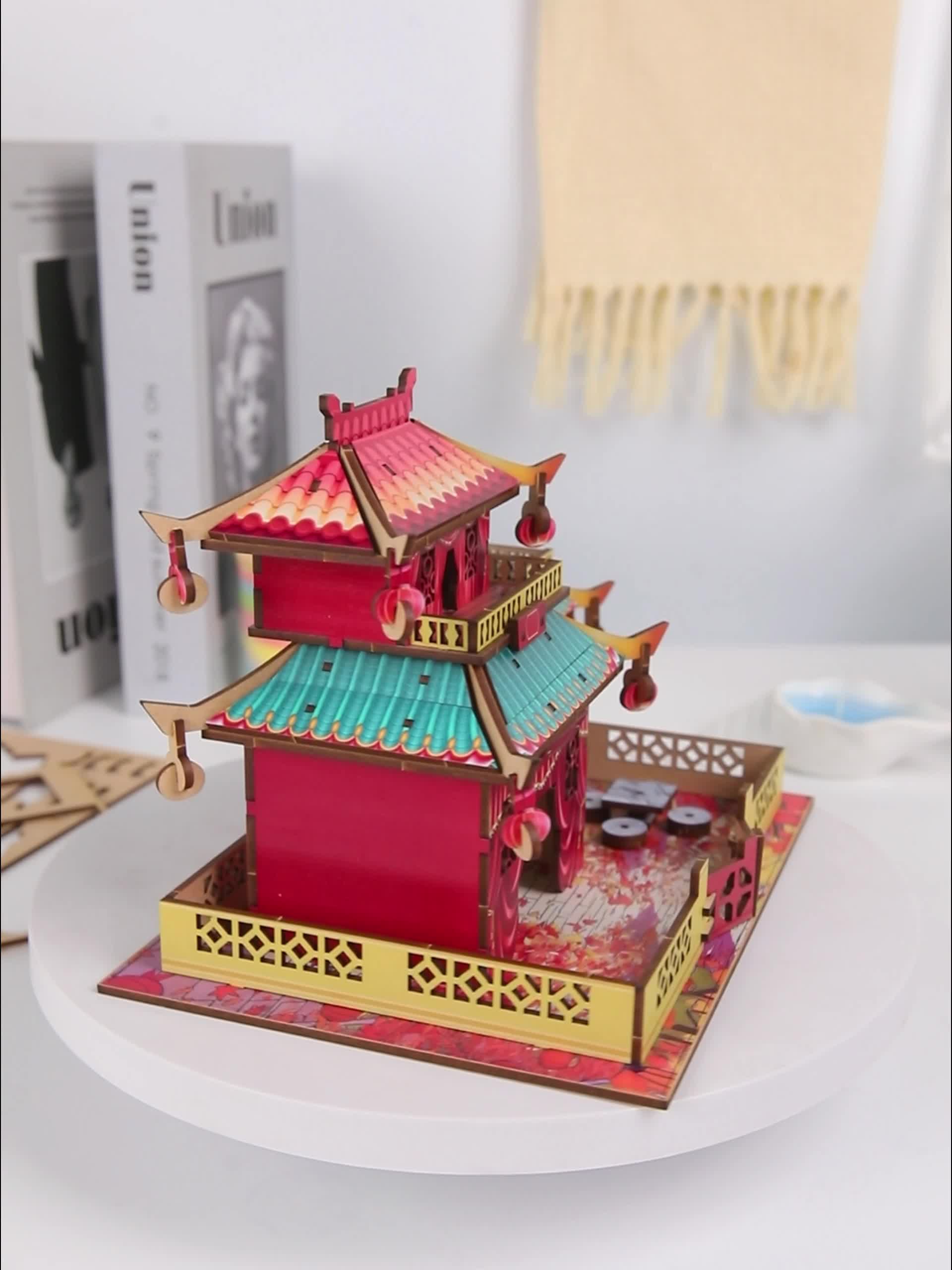 3D Wooden China-Chic Vintage-Style Pavilion Model Kit