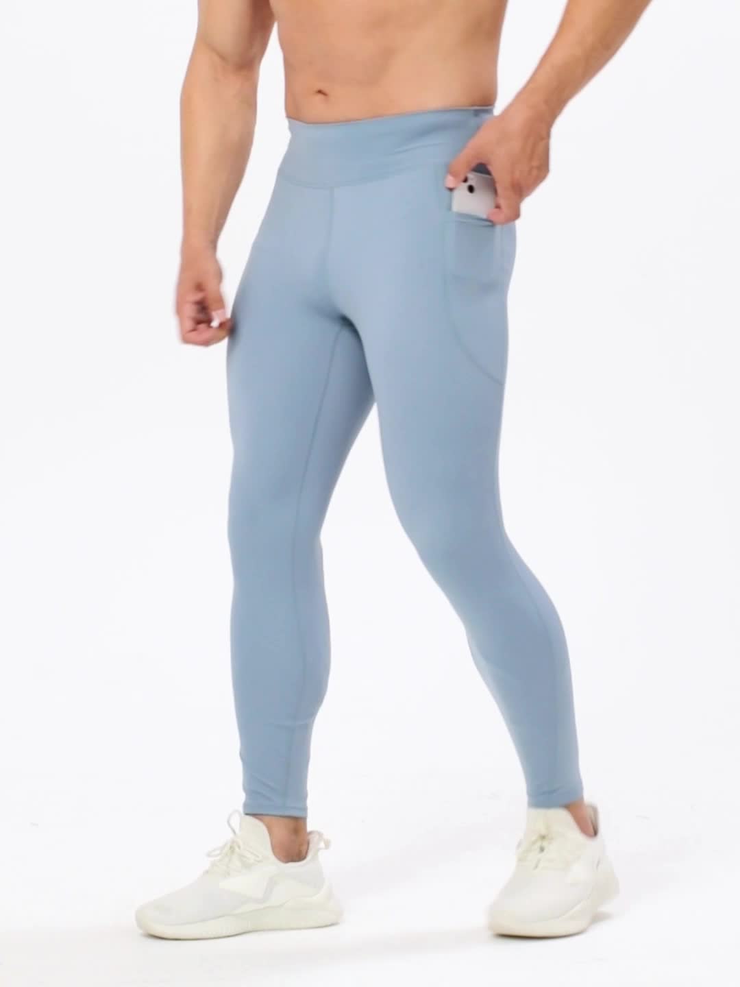 Men's High Waist Compression Legging Breathable Tights Sports Underlay Pants