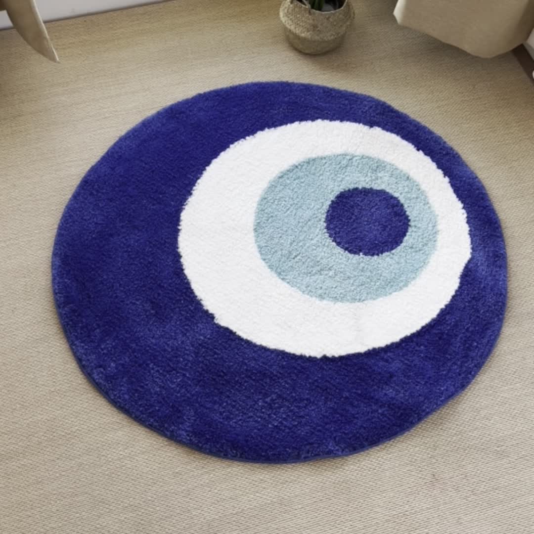 Evil Eye Circle Rug Plush Carpet Ultra Soft Fluffy High Halloween