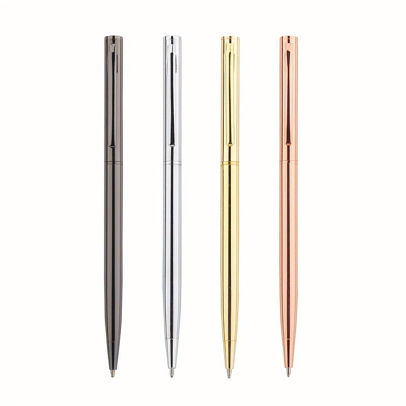 Fuutreo Gold Pens Bulk Gold Metallic Pens Slim Ballpoint Pens Retractable  Christmas Ballpoint Pen with Black Ink Metal Pens Mini Conical Pens for