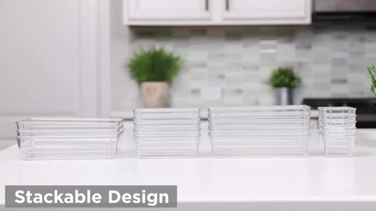 Clear Desk Drawer Organizers Trays Set 4 Sizes Plastic - Temu