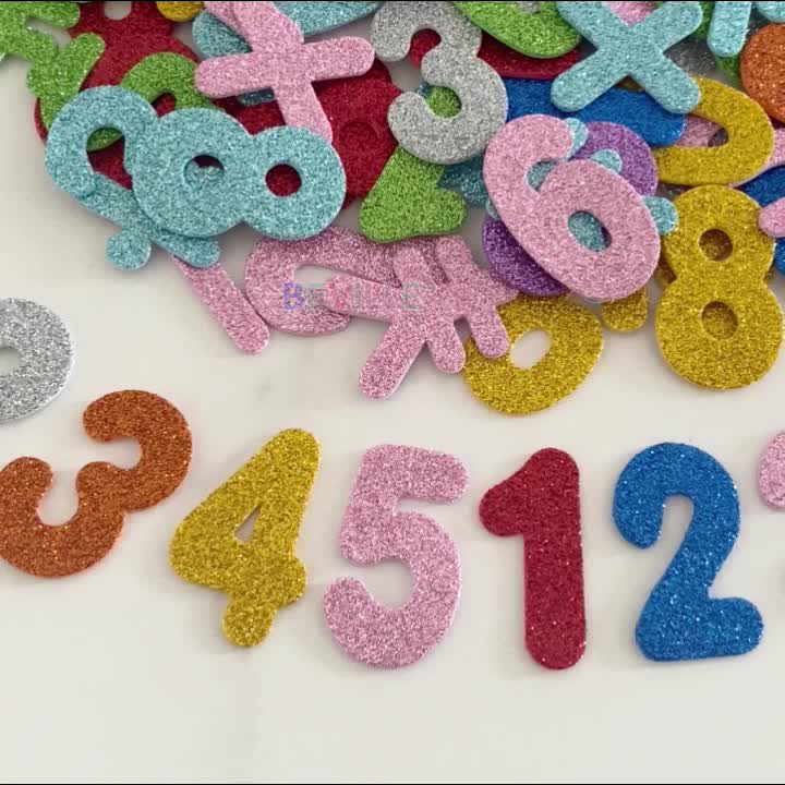 6 Pack Glitter Number Letter Stickers Glitter Foam Stickers 3D Foam Number  Scrapbook Stickers Cute Funny Stickers for Kids Creative Toys DIY