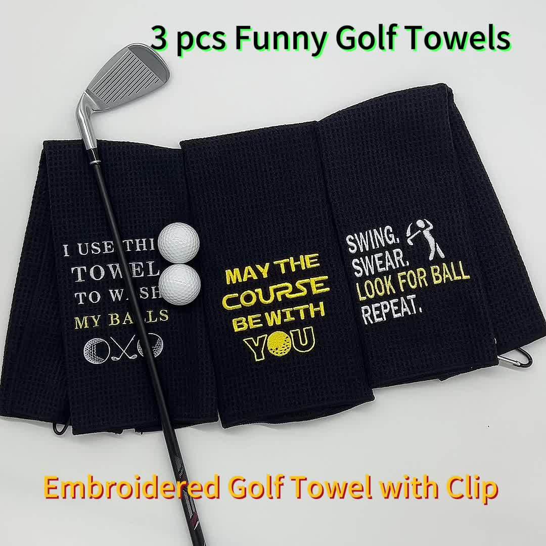 Funny Golf Towel, Swing Swear Repeat, Golf Gifts for Men - Golf Accessories  for Men, Embroidered Golf Towels for Golf Bags with Clip, Black Black-swing  Swear Repeat