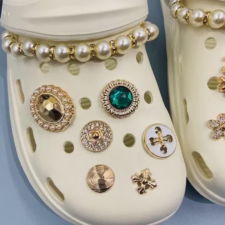 Bling Shoe Charms For Women Gift, Elegant Faux Pearl Gemstone Shoe