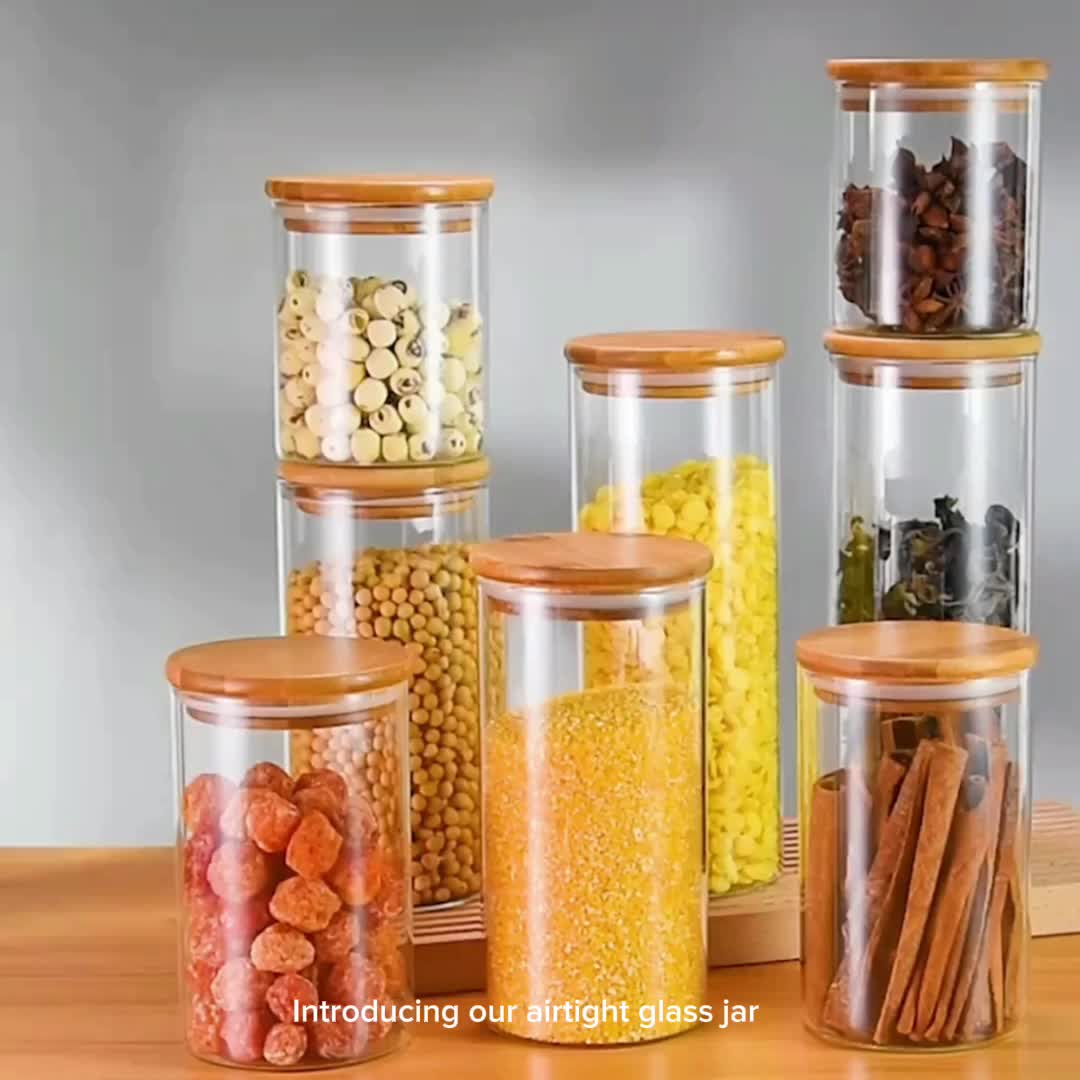 Clear High Borosilicate Glass Candy Jars With Bamboo Lids - Airtight  Storage Containers For Spices, Nuts, , And More - Kitchen Gadgets And  Accessories - Temu
