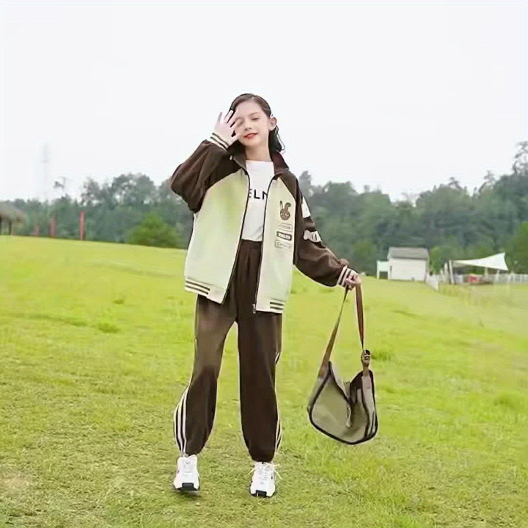 Girls' Baseball Uniform Set with Casual Jacket and Pants
