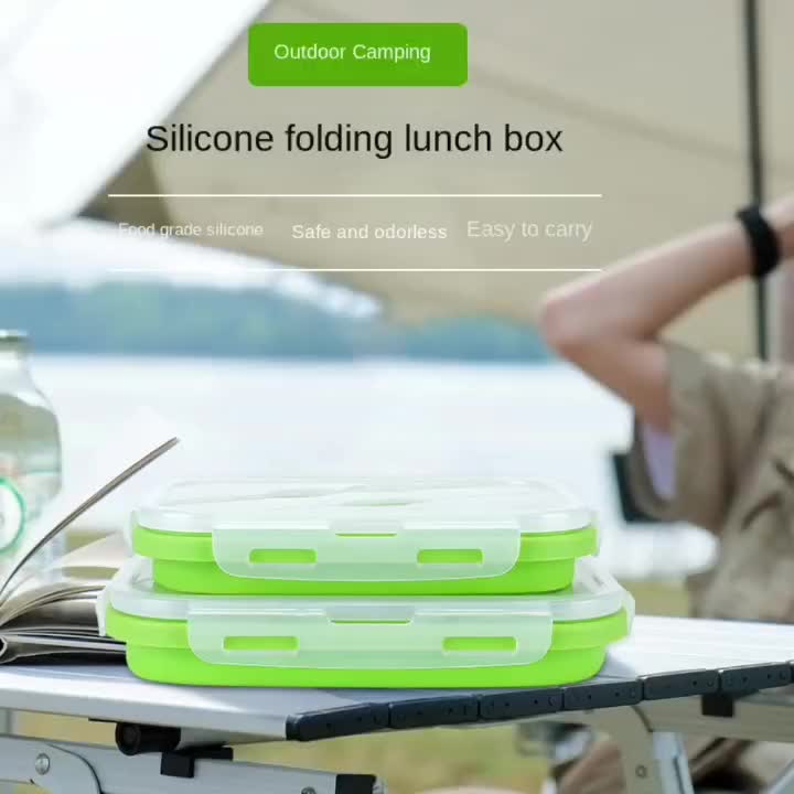 Collapsible Lunch Box Foldable Silicone Bento Box With Fork - Temu