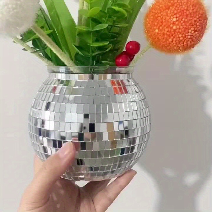 1pc Disco Ball Flower Vase, Mirror Disco Ball Glass Vase, Disco Ball  Planter, Bedroom Kitchen Office Home Decoration