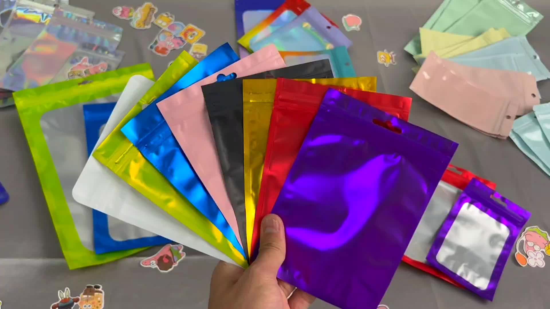 Colors Self Sealing Bag 100pcs Colorful Matte Aluminum Foil Zip
