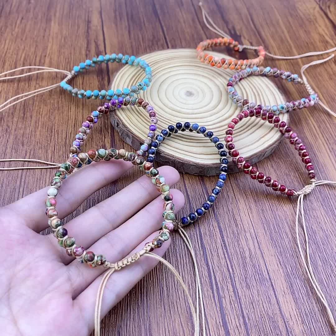 Colorful Beads Natural Stones Yoga Bracelet Handmade Braided - Temu