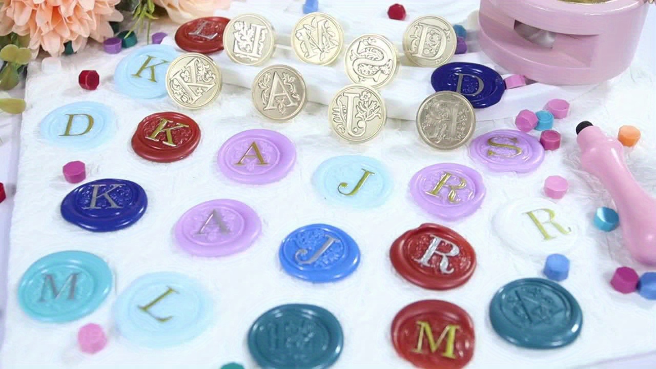  iTERYOU 26 Pcs Letters Sealing Wax Stamp Kit Include 26 Fancy  Letters A-Z Brass Head and Wooden Handle (Pattern B) : Arts, Crafts & Sewing