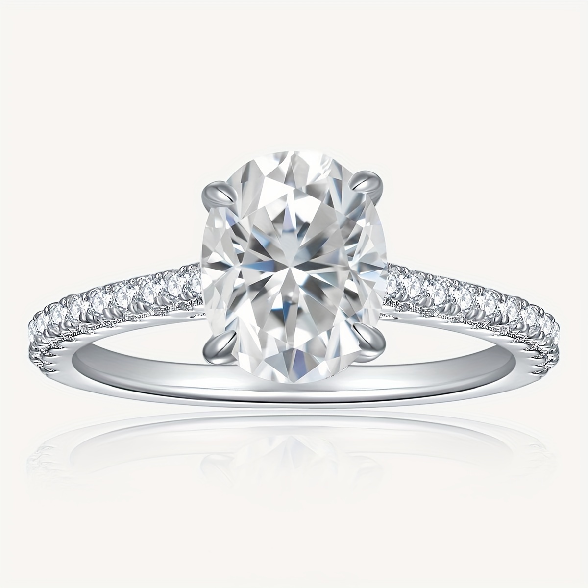 Sterling Silver Cubic Zirconia Engagement Ring - Temu