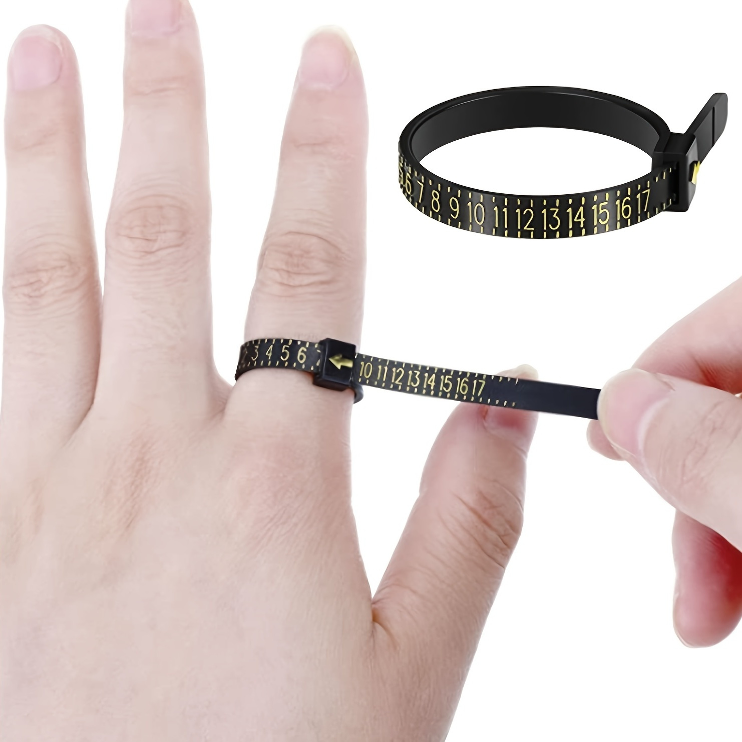  Medidor de anillos de plástico ajustable – Herramienta de  medición para dedos – Medidor de dedos para el tamaño del anillo – Adecuado  para mujeres y hombres – Medición de anillo