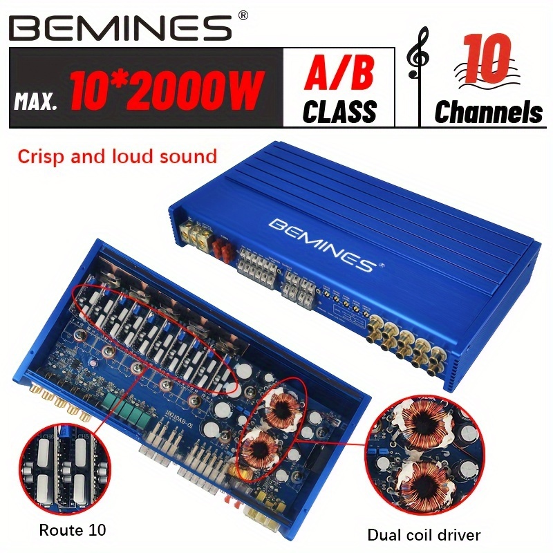 Meterk 4-Channel Car Audio Amplifier 7800W HiFi Class-D Stereo