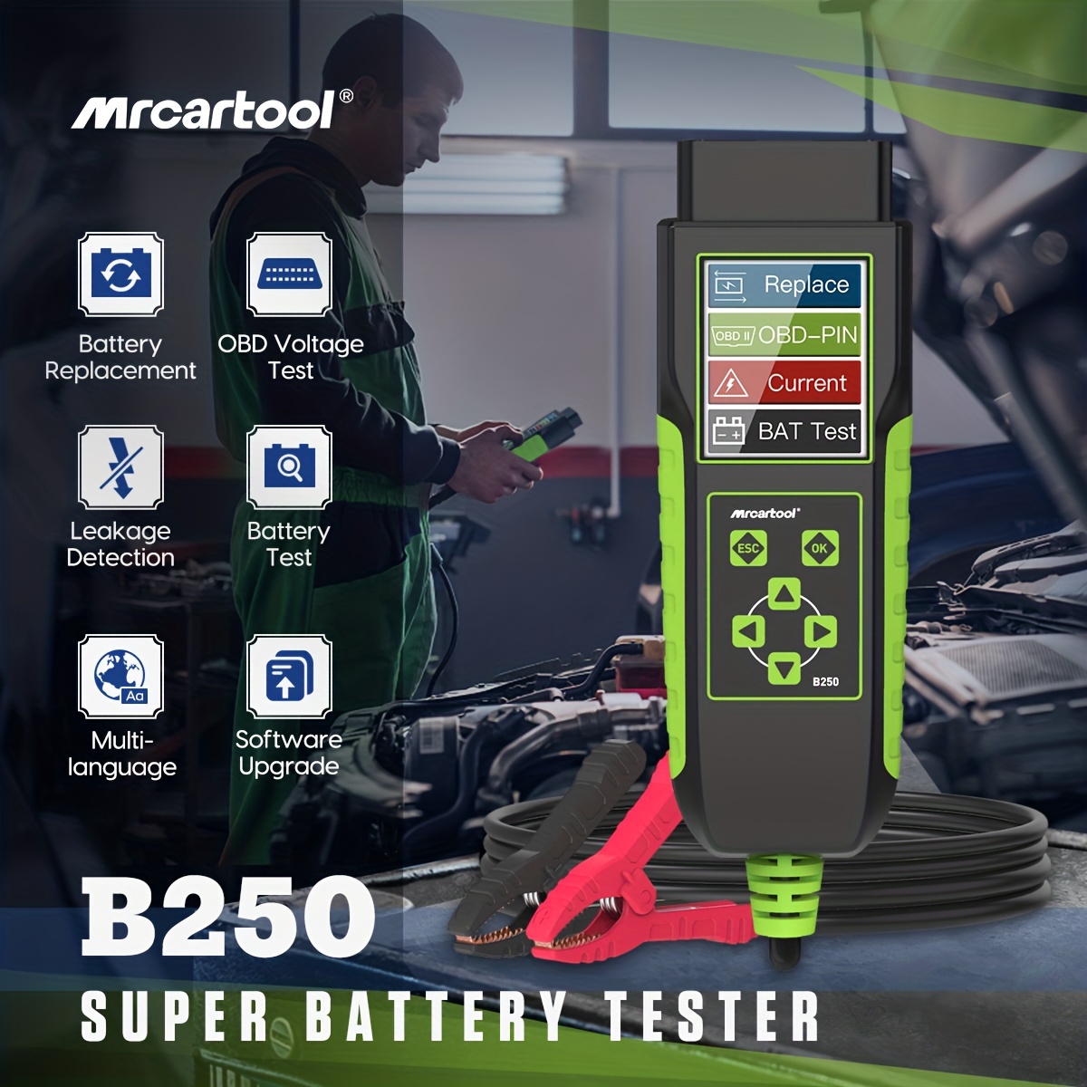 UNI-T Tester Per Batterie Batteria Automatica 12V 24V DC Analizzatore Di  Caricabatterie Tester Per Sistema Di Avviamento Di Ricarica 40-2000CCA Per