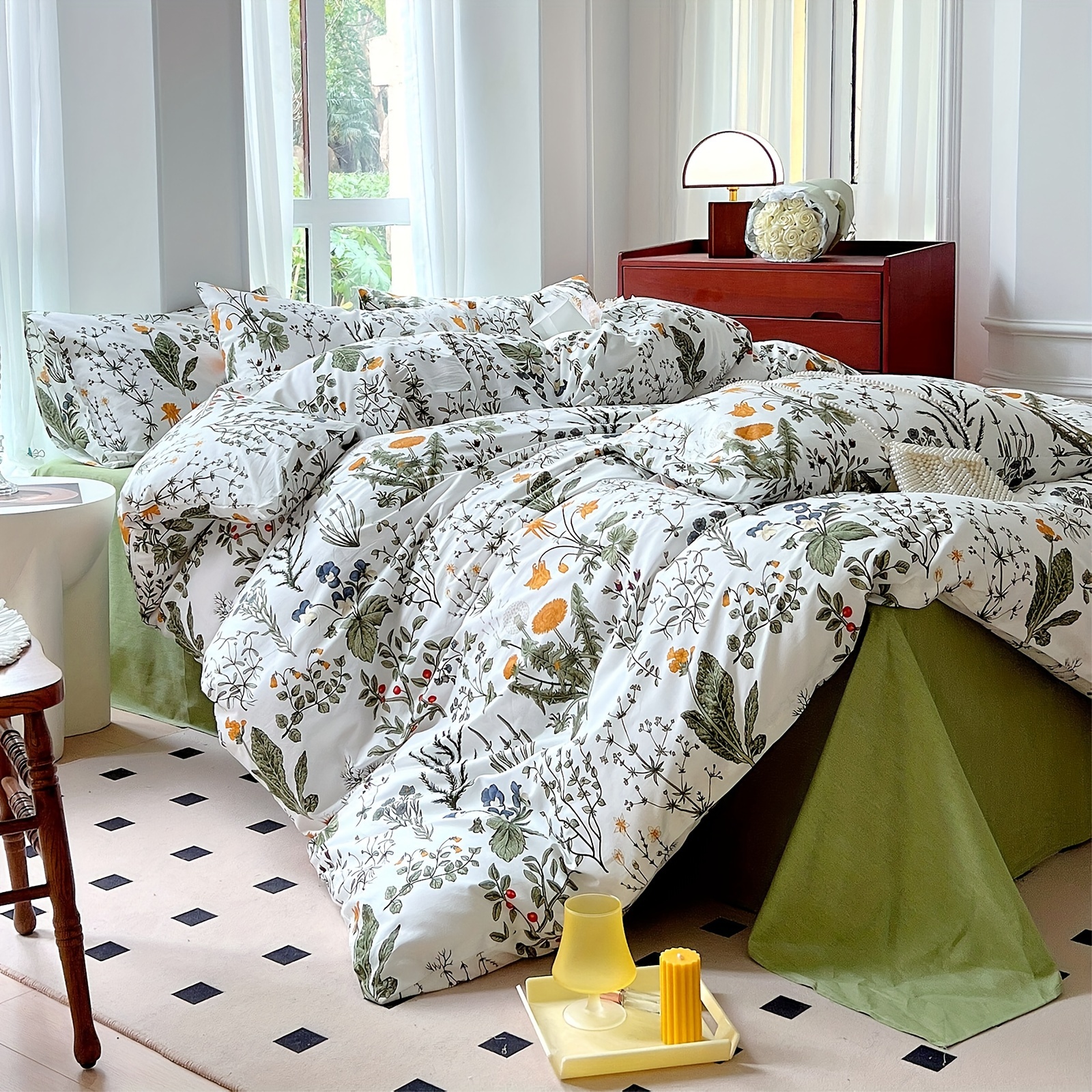 Floral Comforter King Size-100% Cotton Floral Bedding Comforter