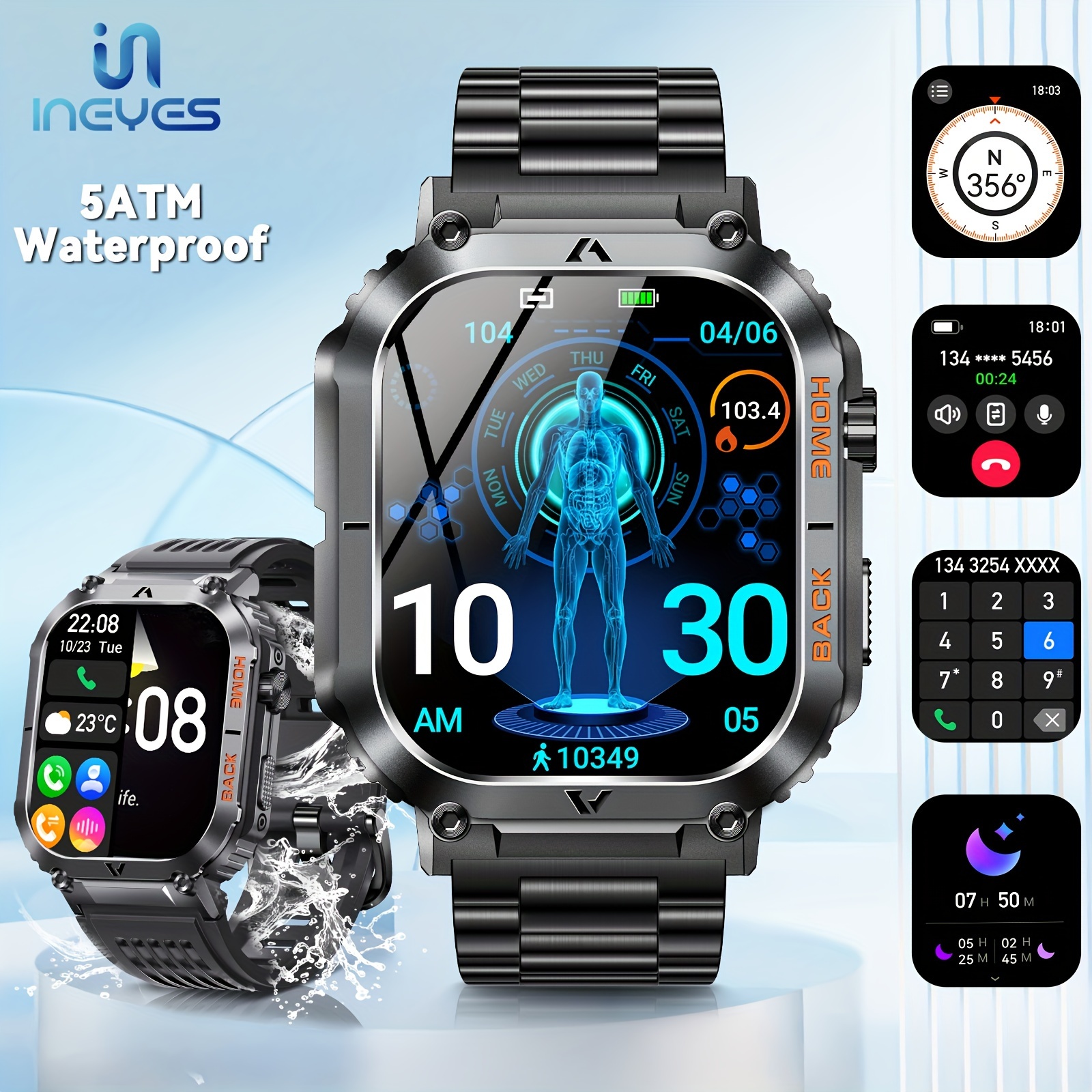 KOSPET TANK-reloj electrónico T2, accesorio de pulsera compatible con  Bluetooth, 5,0 AMOLED, resistente al