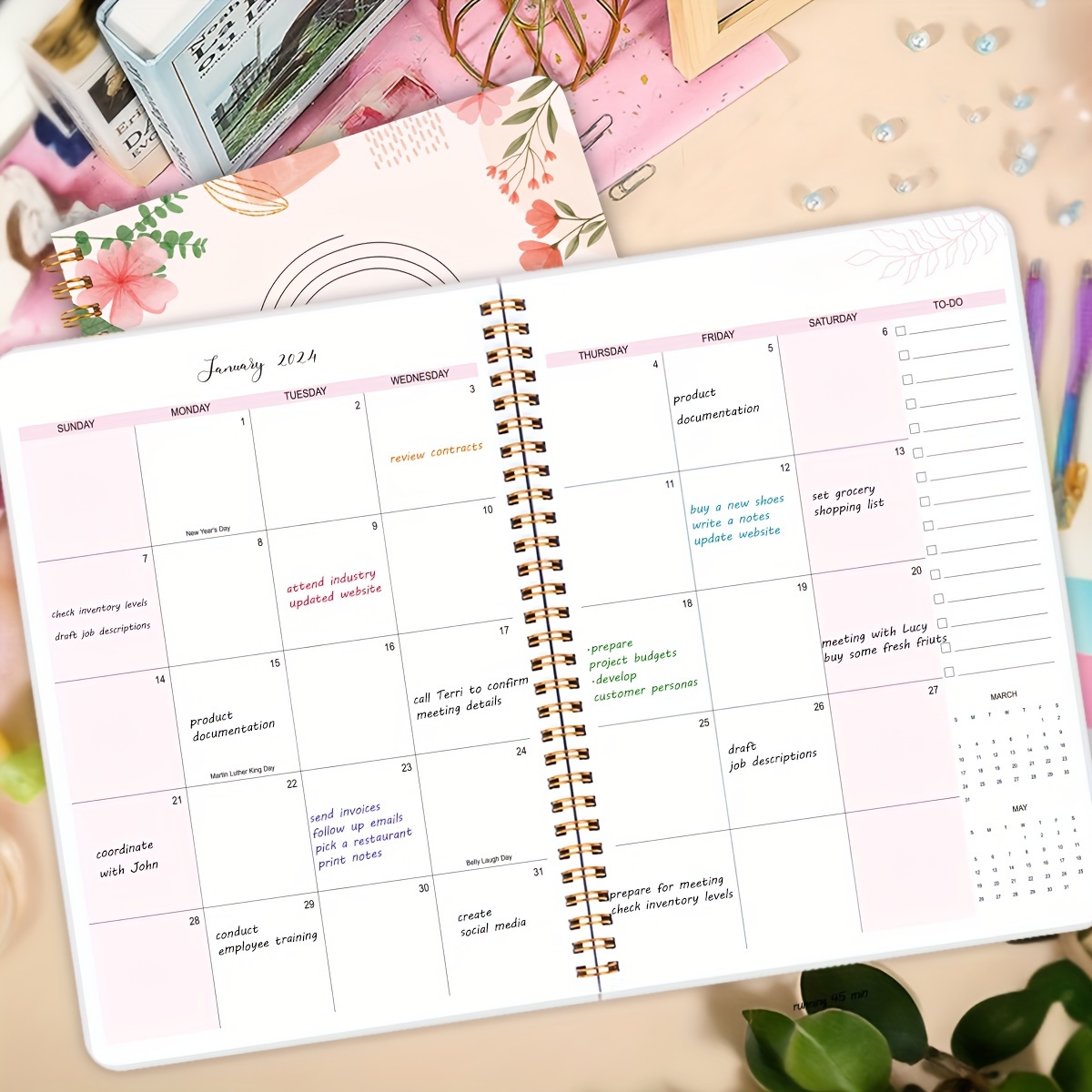  2024 Pink Weekly Planner: 2024 Weekly and Monthly Agenda. 52  Week January - December Schedule. Home & Office Calendar Diary. Minimalist  Design with Goals, Notes & To Do List. 8.5 x
