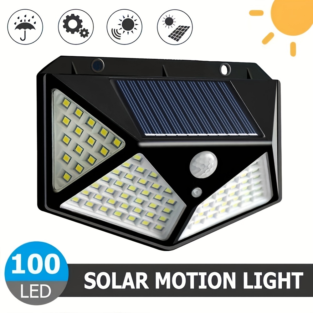 Luz Solar Exterior, Foco de 77 LED-COB Lámpara con Sensor de Movimiento,  Impermeable IP65 Jardín, Patio 