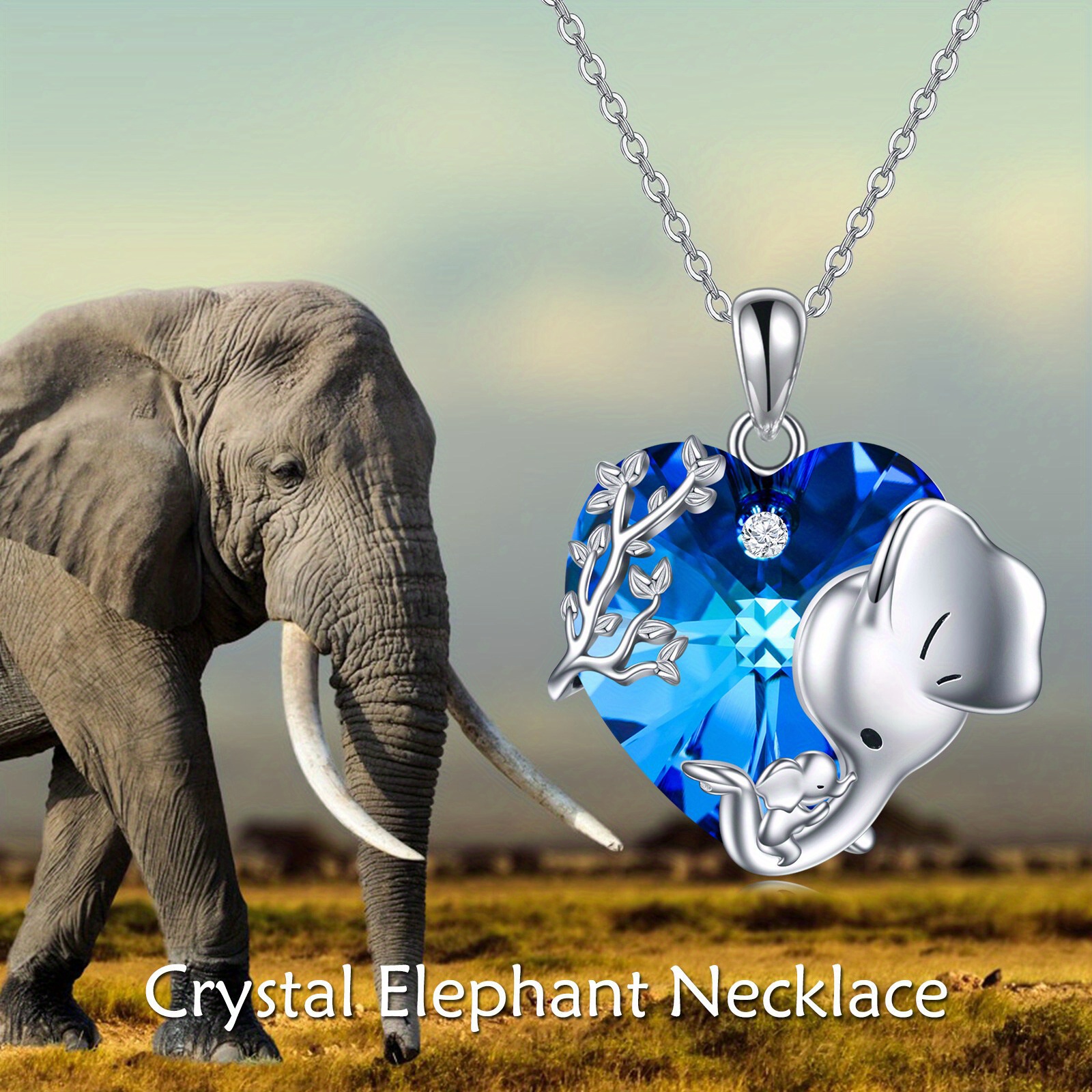 925 Sterling Silver Elephant Heart Pendant Necklace