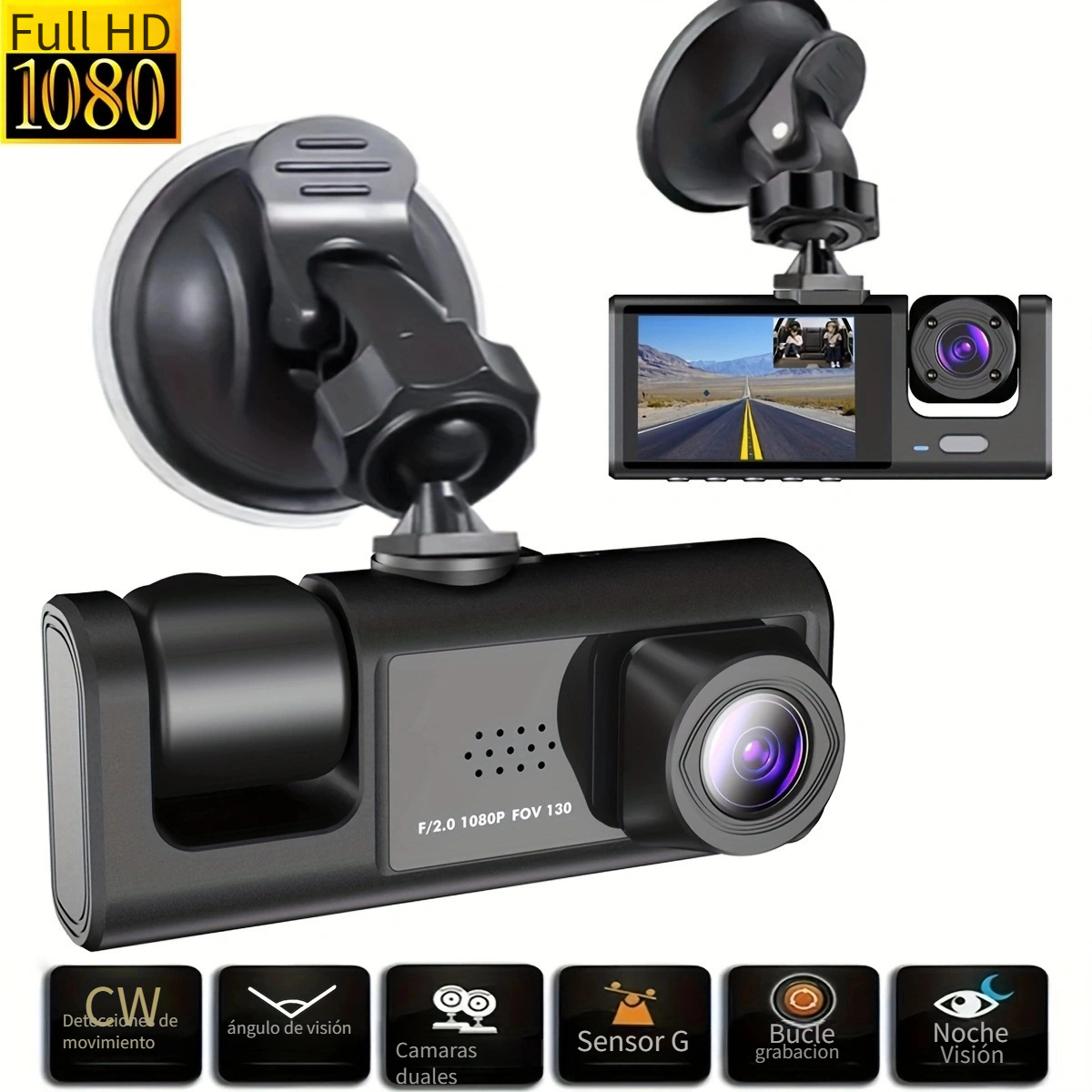 Dash Cam 1080P Full HD para coche, DVR, cámara de salpicadero y video,  cámara de coche, cámara de salpicadero para coches, 170 WDR, gran angular  con