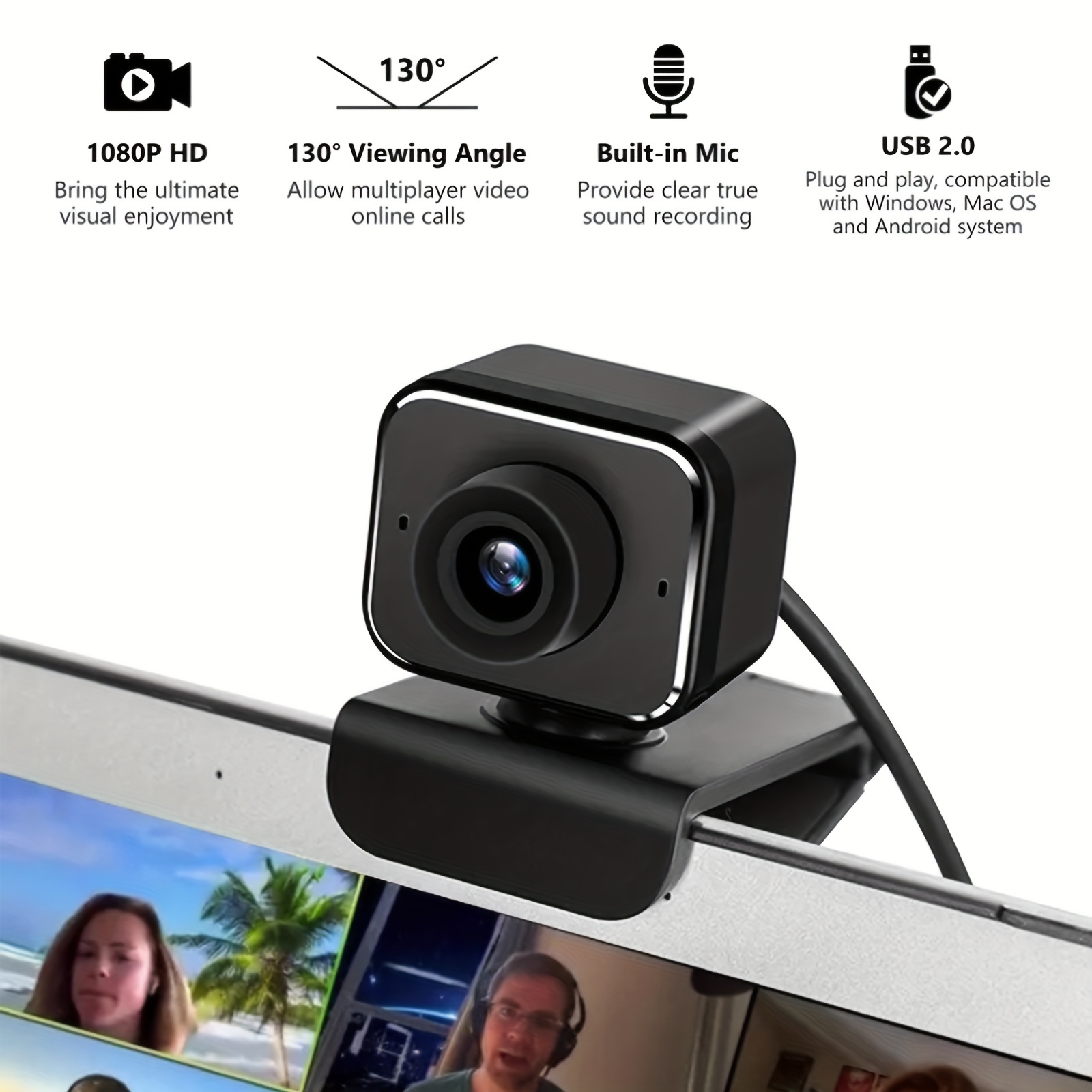 Webcam avec Microphone HD USB Webcams PC de Bureau Ordinateur portable  Streaming Web Caméra pour Windows Webcam pour les Appels Vidéo Conférence  2K