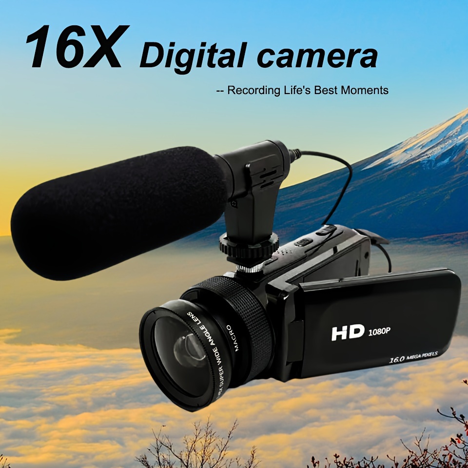  Cámara de video 4K videocámara 48MP Ultra HD cámara de video  para  con cámara de vlogging, grabadora de video de visión nocturna  IR Cámara digital 16X con micrófono, pantalla táctil