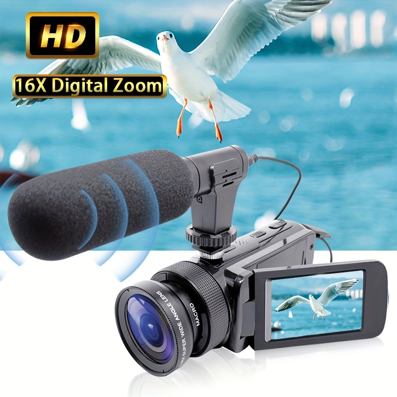 Videocámara Digital 4K Full HD con WIFI, videocámara DV de 16MP, cámara de  vídeo Digital con pantalla de rotación de 270 grados, Zoom de sesión  nocturna 16X - AliExpress