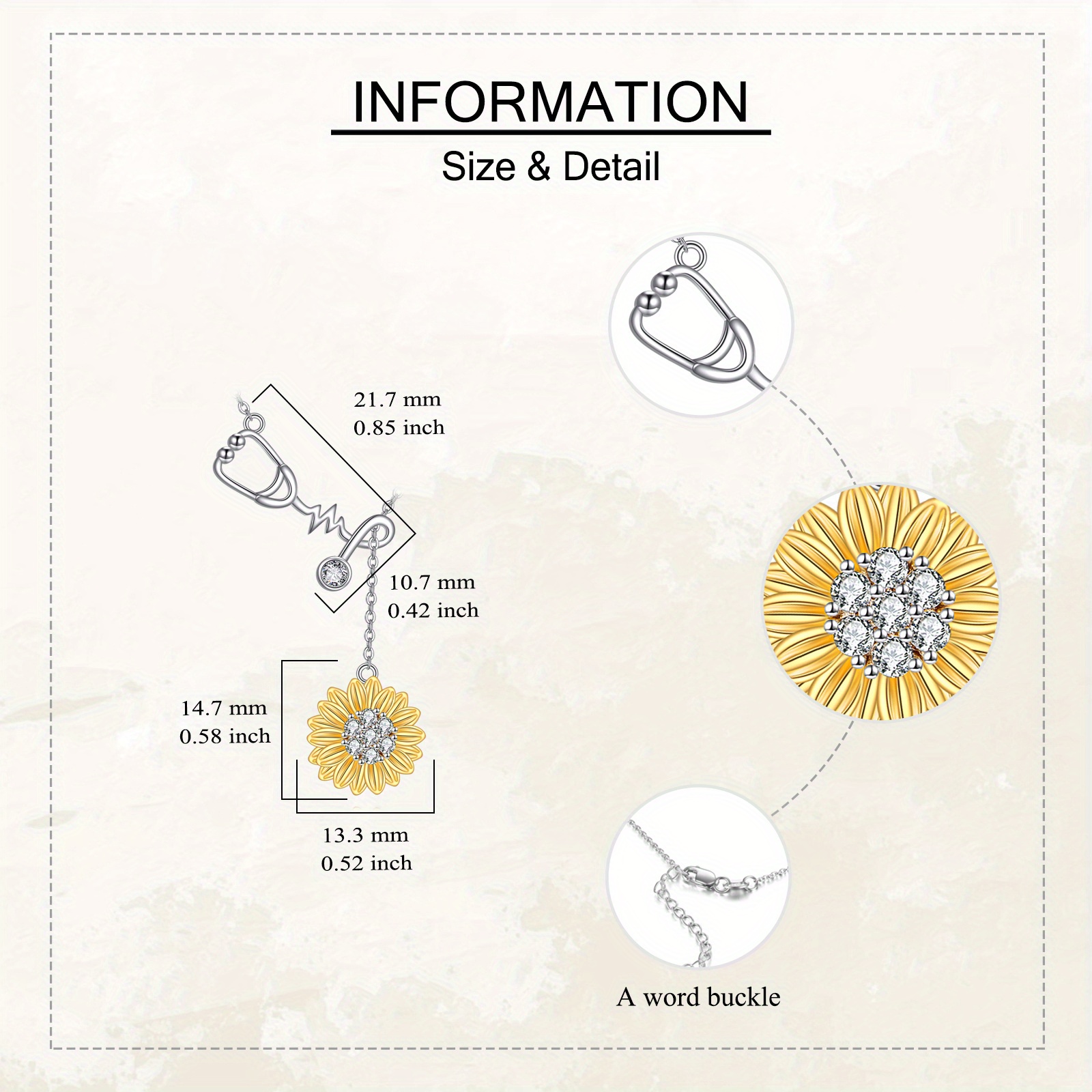 Women's 925 Sterling Silver Stethoscope Sunflower Necklace
