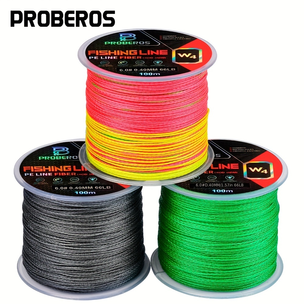 PROBEROS Strong Fishing Line, 0.50mm 80LB 100M PE 4 Strands Monofilament  Braided Fishing Line Angling Accessory, Durable Fishing Line (Green, Max