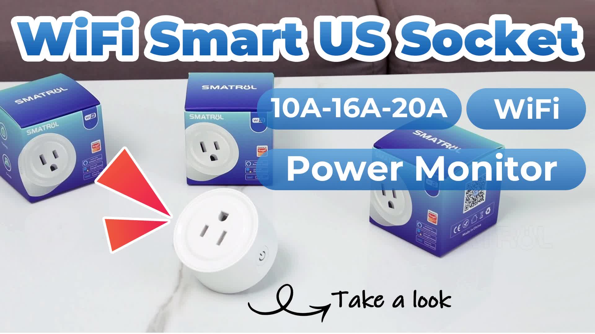 Smatrul Tuya 10a/16a/20a Us Wifi Smart Plug Power Socket Voice