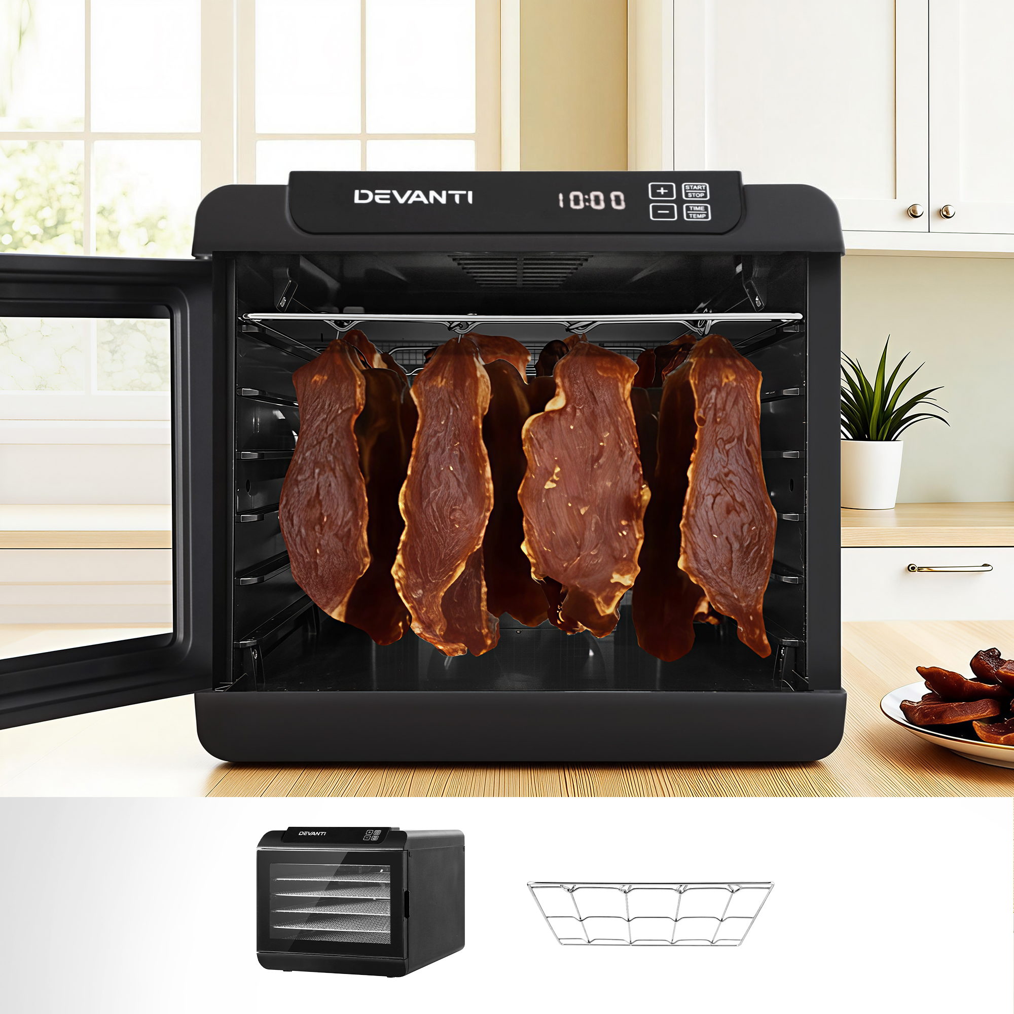 TEMU Devanti Food Dehydrator 6 Tray Fruit Dryer Jerky Maker With Stainless Steel Rack