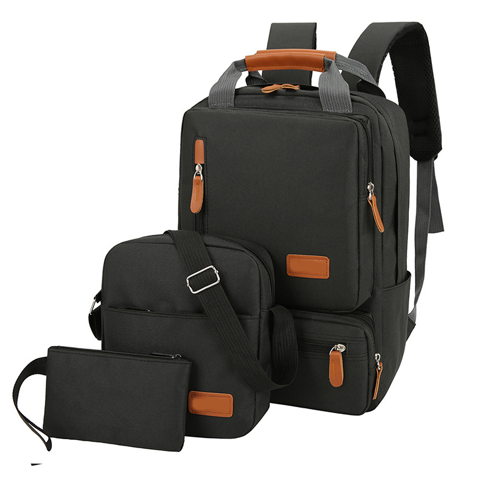 E-shop 3-teiliges Rucksack-Set Damen Herren Laptop Rucksack Schultertasche Kleine Tasche für Reisen Schule Business Arbeit College Passend für bis zu
