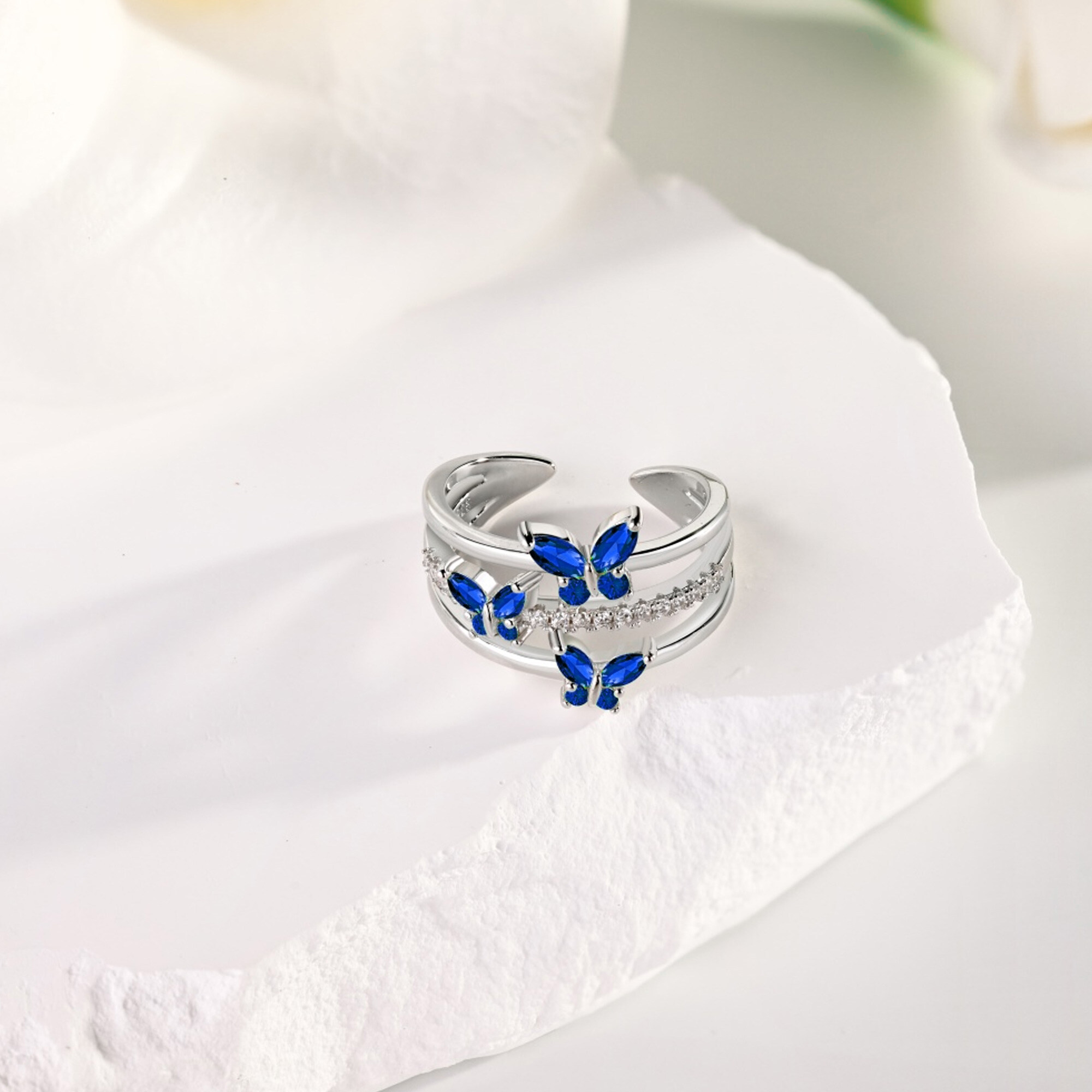 925 Sterling Silver Butterfly Ring Open Design Mother's Day Gift