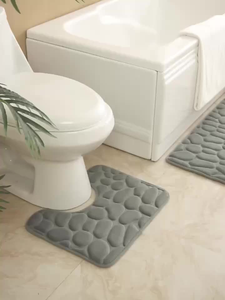 Cobblestone Embossed Bathroom Bath Mat Coral Fleece Non slip - Temu